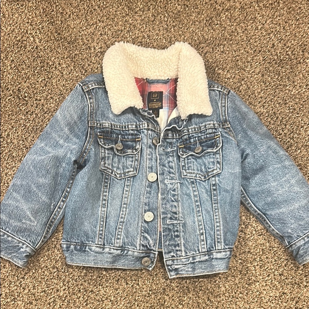 Kids Denim Jacket with Sherpa Collar